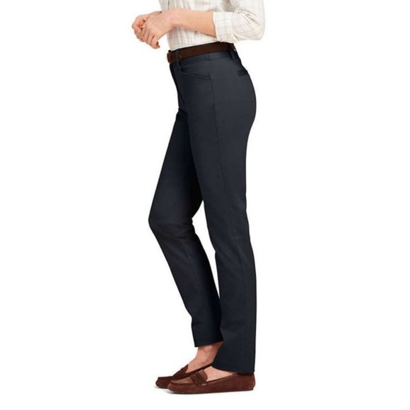 NWT LANDS' END WOMEN'S MID RISE CHINO PANTS STRAIGHT LEG BLACK 2 & 2P (PETITE) - Picture 3 of 15